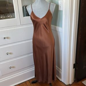 Quince washable silk midi slip dress in Copper Brown | NWOT | Medium